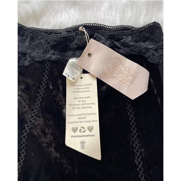 We are HAH I can xxxplain Pants Legging Velvet Lace Black Hi Waist Size XS - NWT - Picture 5 of 12